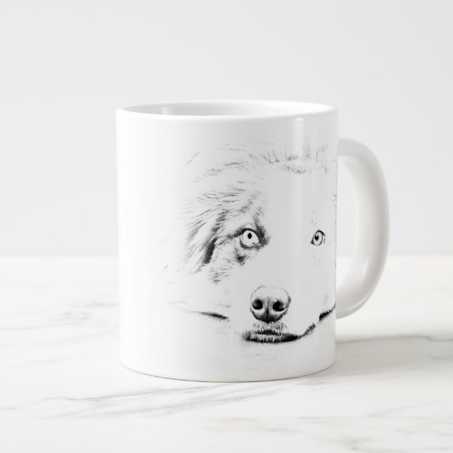 Australian Shepherd dog art Large Coffee Mug (Front Right)