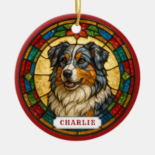 Australian Shepherd Dog Ceramic Circle Ornament
