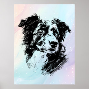 Australian Shepherd Dog Chic Art Design Poster