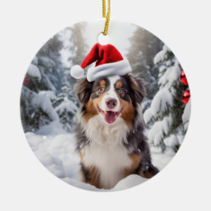 Australian Shepherd Dog Christmas Keepsake Ceramic Ornament