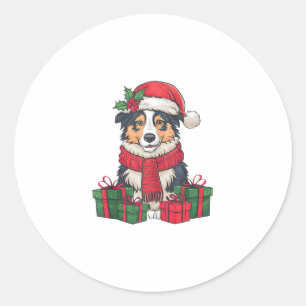 Australian Shepherd Dog Christmas Parties Holiday Classic Round Sticker