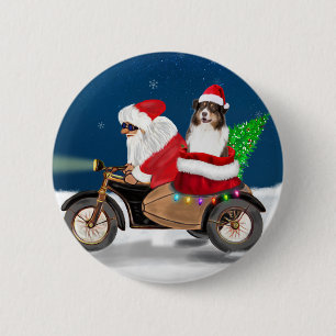 Australian Shepherd Dog Christmas Santa Claus  2 Inch Round Button
