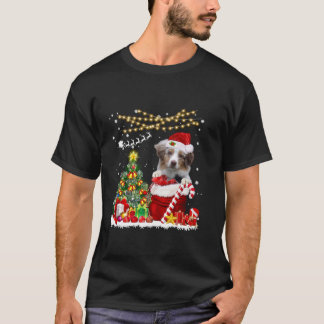 Australian Shepherd Dog Christmas Tree Lights Dog  T-Shirt