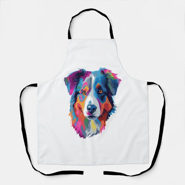 Australian Shepherd Dog Colourful 3 Apron (Front)