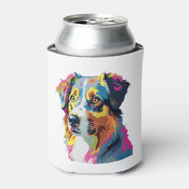 Australian Shepherd Dog Colourful 5 Can Cooler (Can Front)