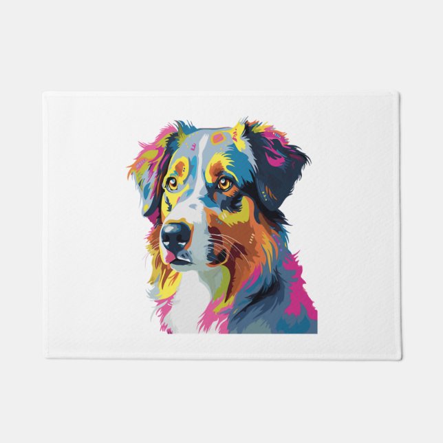 Australian Shepherd Dog Colourful 5 Doormat (Front)