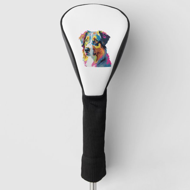 Australian Shepherd Dog Colourful 5 Golf Head Cover (Front)