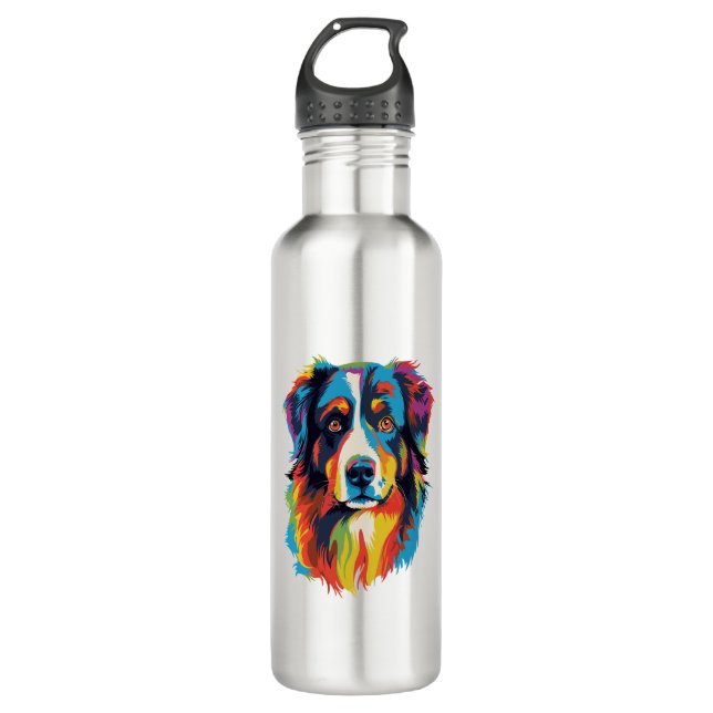 Australian Shepherd Dog Colourful  710 Ml Water Bottle (Front)