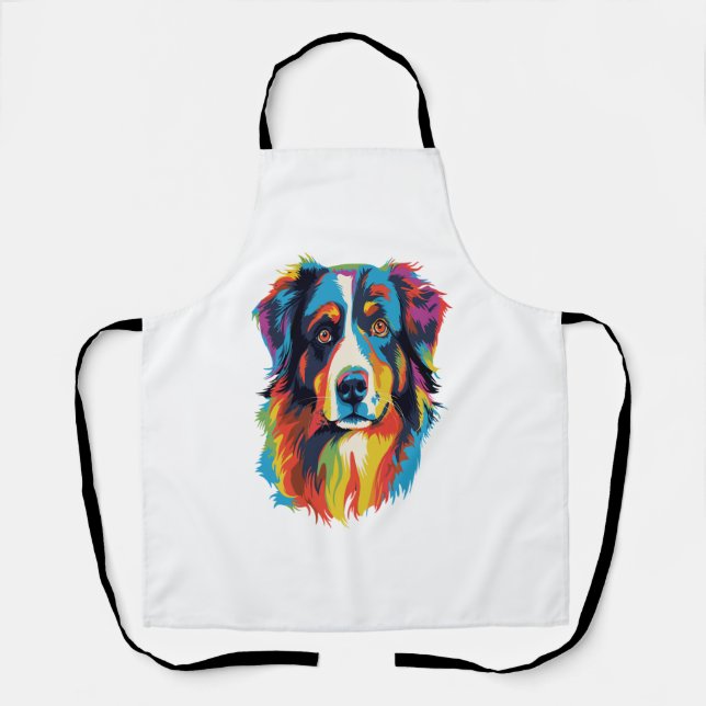 Australian Shepherd Dog Colourful  Apron (Front)