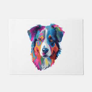 Australian Shepherd Dog Colourful  Doormat