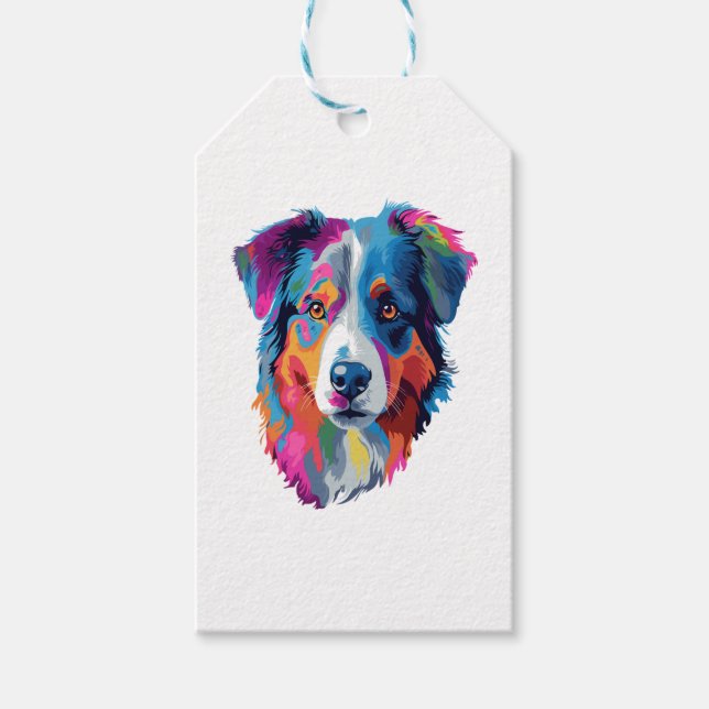 Australian Shepherd Dog Colourful  Gift Tags (Front)