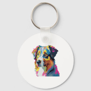 Australian Shepherd Dog Colourful  Keychain