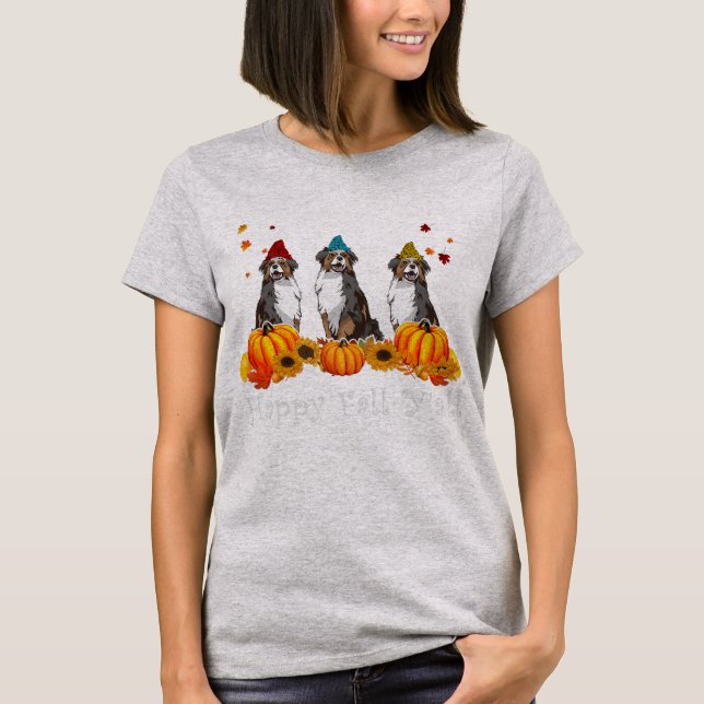 Australian Shepherd Dog Costume Fall Y'all T-Shirt (Front)