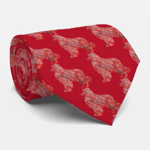 Australian Shepherd Dog Cute Silhouette Red Tie