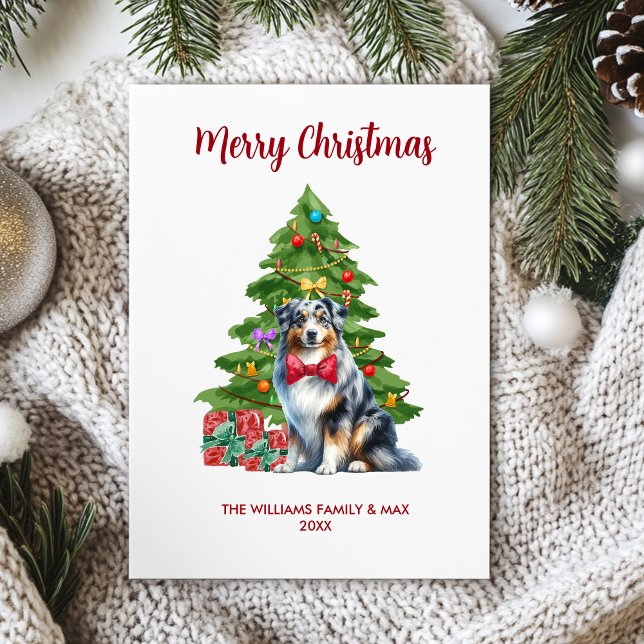 Australian Shepherd Dog Family Christmas Holiday Card (Creator Uploaded)