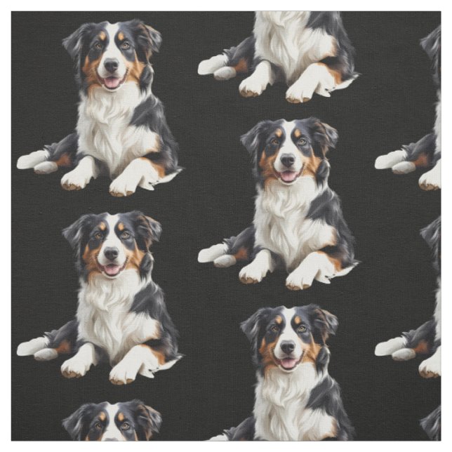 Australian Shepherd Dog Fun Animal Art Fabric (Swatch)