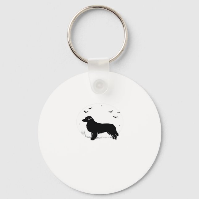 Australian Shepherd Dog � Halloween Moon Silhouett Keychain (Front)