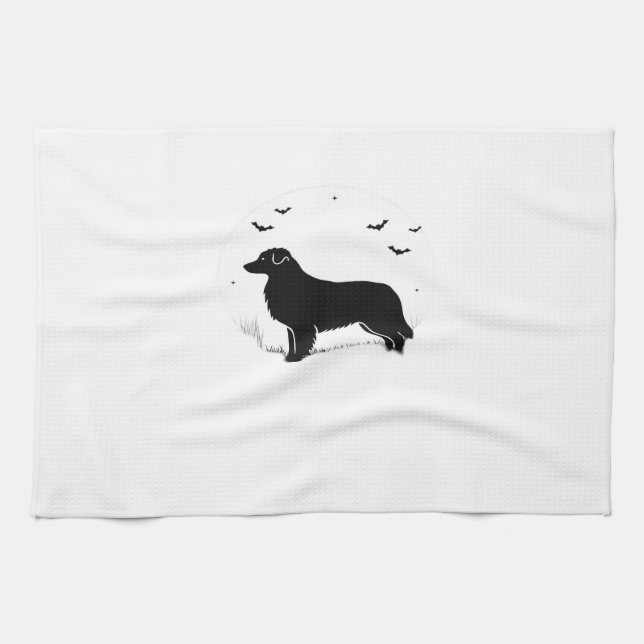 Australian Shepherd Dog � Halloween Moon Silhouett Kitchen Towel (Horizontal)