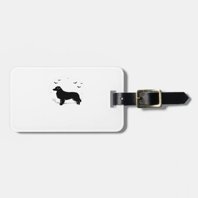 Australian Shepherd Dog � Halloween Moon Silhouett Luggage Tag (Front Horizontal)