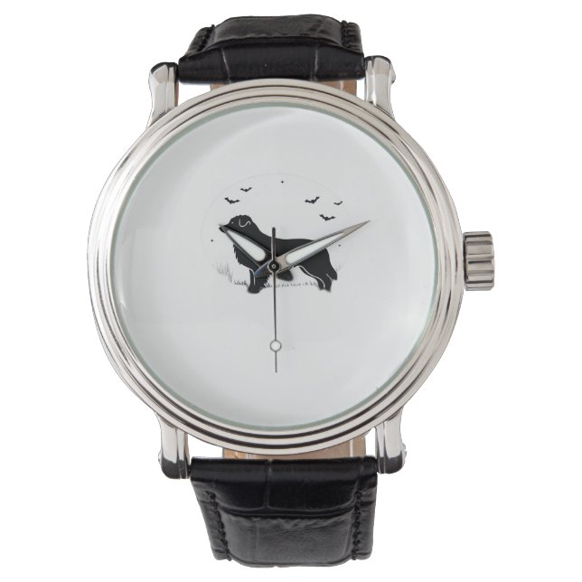 Australian Shepherd Dog – Halloween Moon Silhouett Watch (Front)