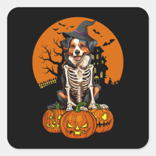  Australian Shepherd Dog Halloween Square Sticker