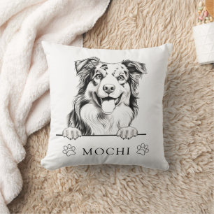 Australian Shepherd Dog Hand Drawing Personalized Throw Pillow