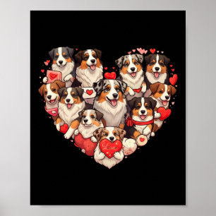Australian Shepherd Dog Heart Valentine Australian Poster