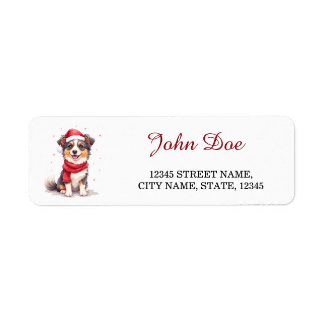 Australian Shepherd Dog in Santa Hat Christmas (Devant)