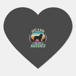 Australian Shepherd Dog Lover Retro Sunset Aussies Heart Sticker