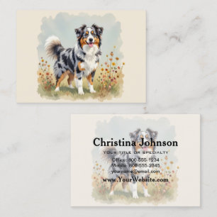 Australian Shepherd Dog Merle Long Tail Business Card