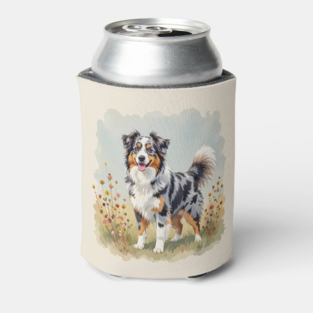 Australian Shepherd Dog Merle Long Tail Can Cooler (Can Back)