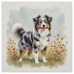 Australian Shepherd Dog Merle Long Tail Fabric