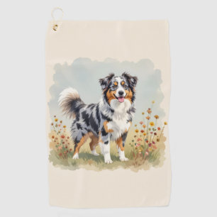 Australian Shepherd Dog Merle Long Tail Golf Towel