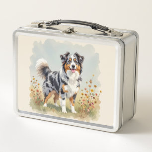Australian Shepherd Dog Merle Long Tail Metal Lunch Box