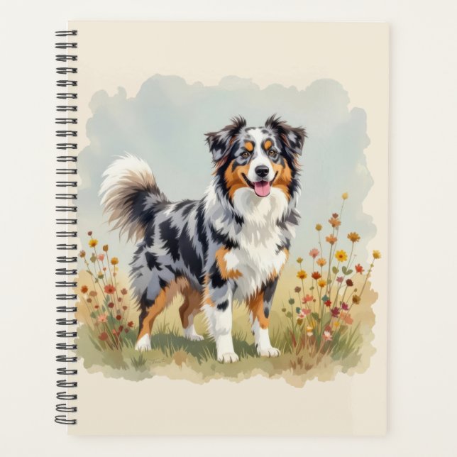 Australian Shepherd Dog Merle Long Tail Planner (Front)