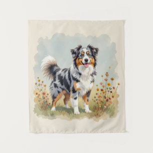 Australian Shepherd Dog Merle Long Tail Tapestry