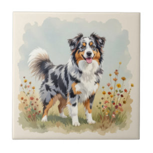 Australian Shepherd Dog Merle Long Tail Tile