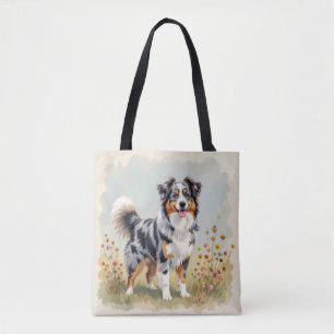 Australian Shepherd Dog Merle Long Tail Tote Bag