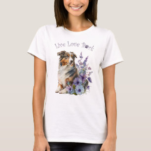 Australian Shepherd Dog Mom Floral T-Shirt
