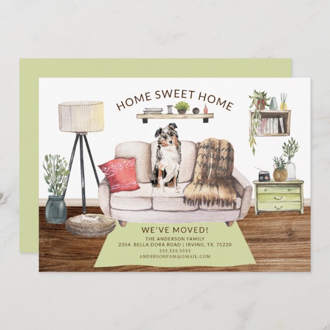 Australian Shepherd Dog Moving Announcement (Front/Back)