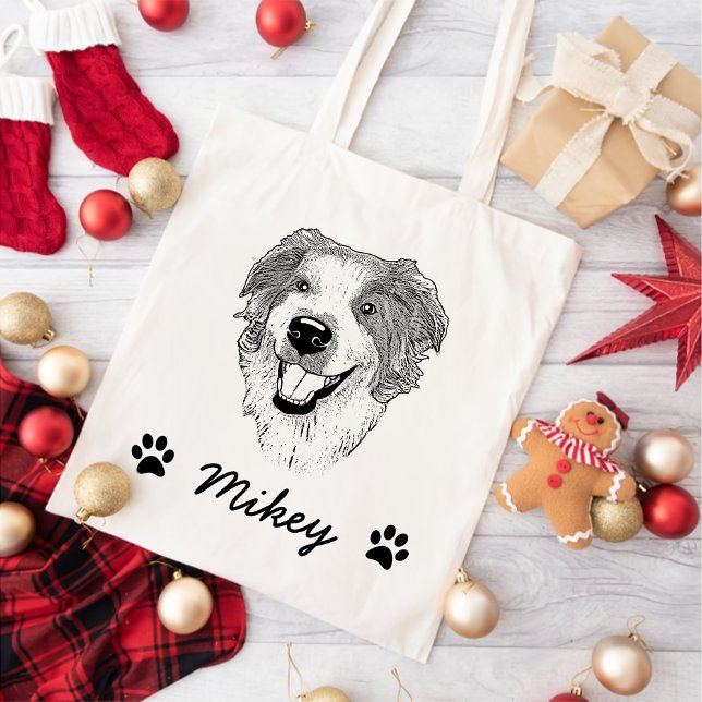 Australian Shepherd Dog Personalized Drawing Tote Bag (Creator Uploaded)