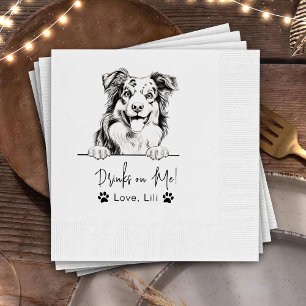 Australian Shepherd Dog Personalized Drinks On Me Napkin