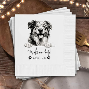 Australian Shepherd Dog Personalized Drinks On Me Napkin