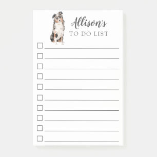 Australian Shepherd Dog Personalized To Do List Post-it Notes
