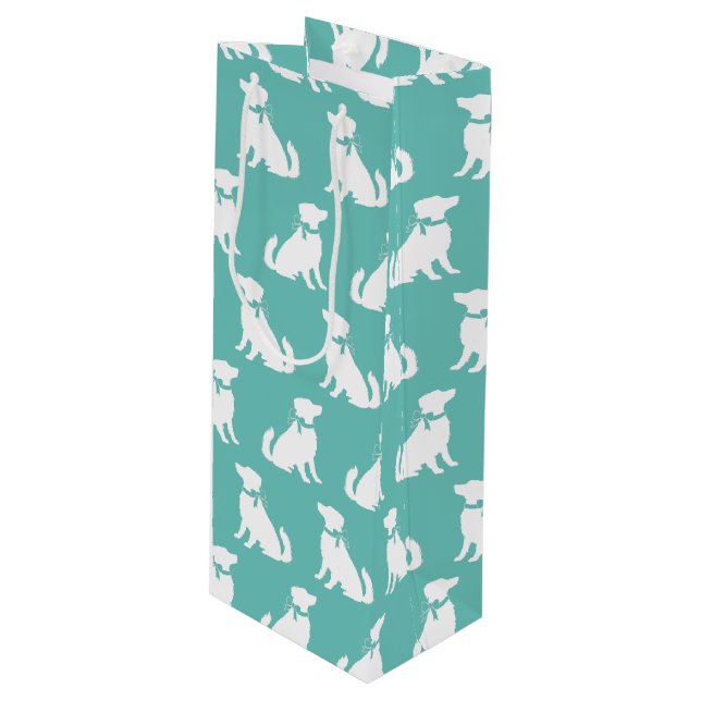 Australian Shepherd Dog Puppy Wine Gift Bag (Front Angled)