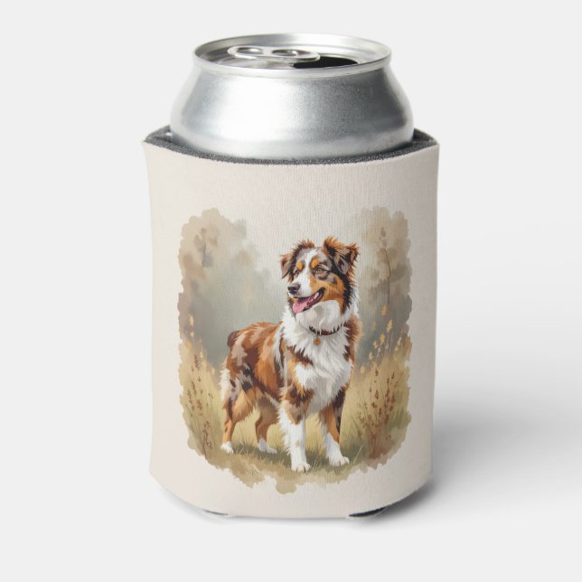 Australian Shepherd Dog Red Merle Aussie Can Cooler (Can Back)