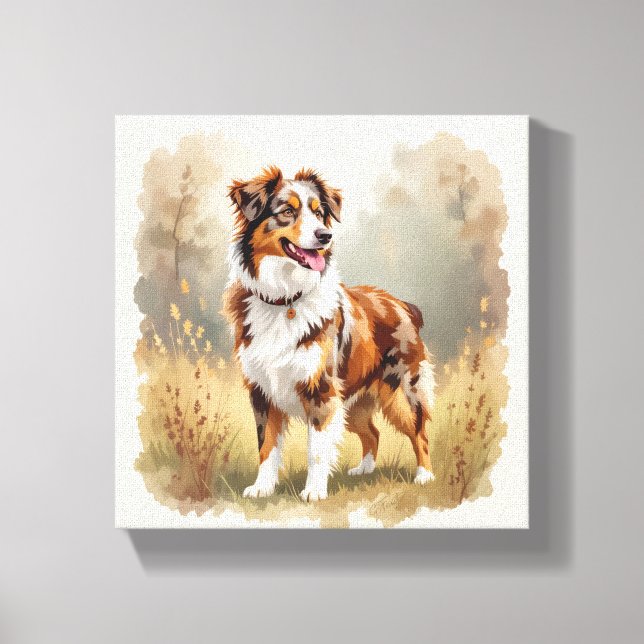 Australian Shepherd Dog Red Merle Aussie Canvas Print (Front)