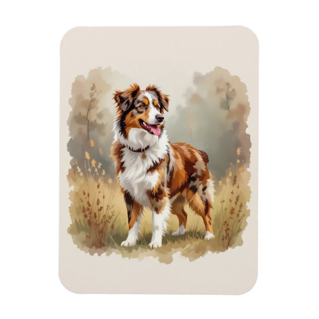 Australian Shepherd Dog Red Merle Aussie Magnet (Vertical)