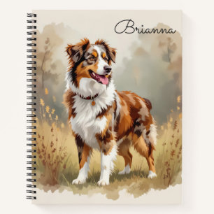 Australian Shepherd Dog Red Merle Aussie Notebook