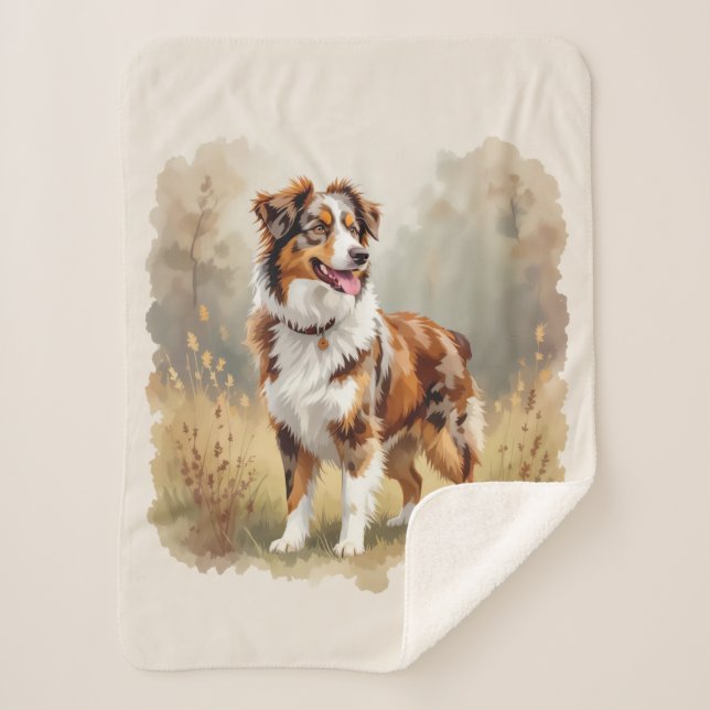 Australian Shepherd Dog Red Merle Aussie Sherpa Blanket (Front)